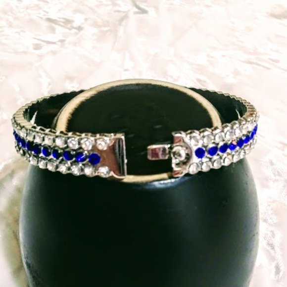 WATCH, BRACELET & HOOP EARRINGS SET*STRADA*BLUE BAND*BLUE AUSTRIAN CRYSTALS. - Picture 7 of 16